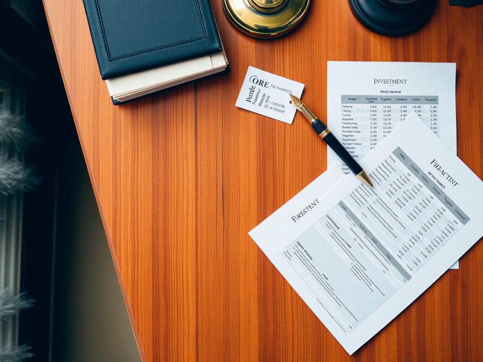 Hotel investment documents on a desk